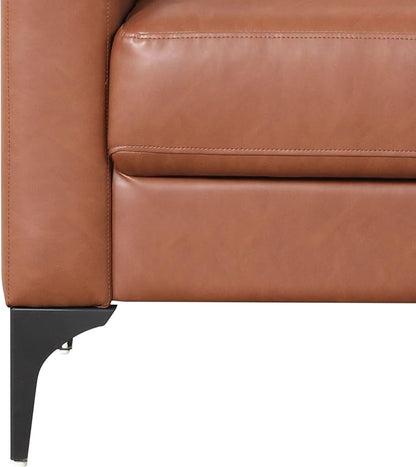 Serta Triton 78" Sofa, Transitional Modern, Dreamcoil Comfort, Metal Legs, Vegan Leather, Brown