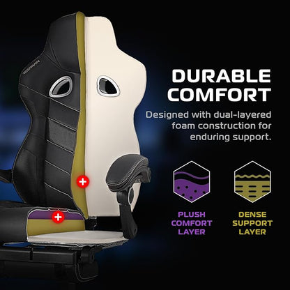 Respawn 110 Pro Ergonomic Gaming Chair with Footrest for Adults - Comfortable Office Gaming Recliner with Lumbar Support and Headrest, Racing Style Video Game Chairs for Computer Gamer - Purple