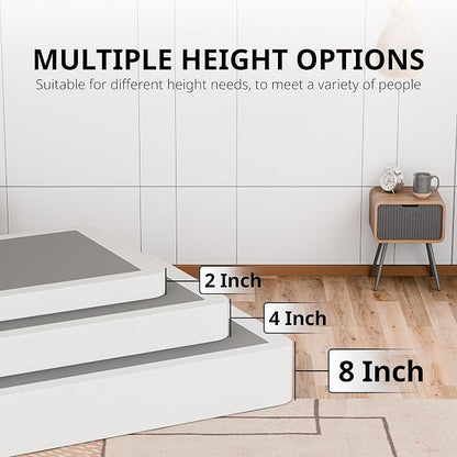 Box Spring Bed Base Twin Size, 4-Inch Wood Mattress Foundation – Amish Made in USA – Quiet Noise Free, Under Mattress-Support BoxSpring, Fully Assembled, White