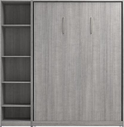 Bestar Claremont Full Murphy Bed with Closet Organizer (79W) in Platinum Gray, Sleeping Arrangement for Multipurpose Room