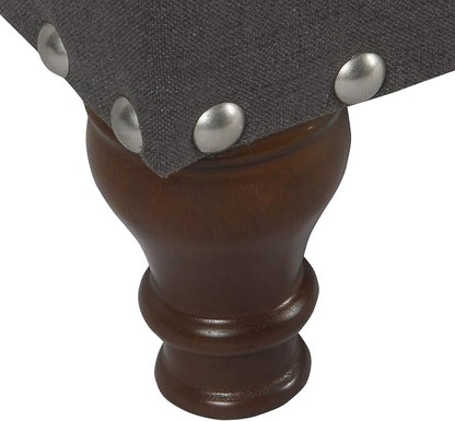 HomePop Large Storage Bench with Nailhead Trim - Charcoal