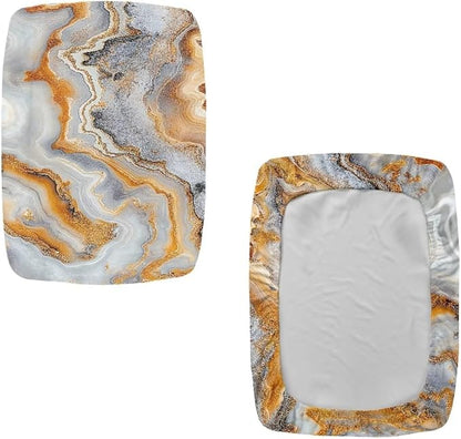 Marble Print Bar Stool Seat Covers Rectangle 2 Pack Stool Covers Rectangular Vanity Chair Cover Saddle Bar Stool Covers Barstool Covers Slipcovers with Nonslip Elastic Bottom