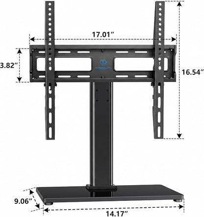 PERLESMITH Universal Swivel TV Stand Legs for 24-60 inch LCD LED TVs, Height Adjustable Television Mount Stand with Tempered Glass Base, Universal VESA Mount 400×400mm, Holds up to 88lbs, PSTVS09