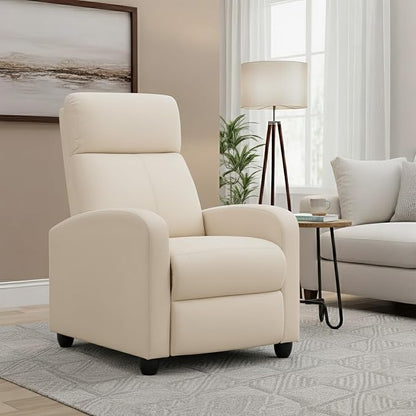 BestMassage | Recliner Chair | with 2 Point Massage Function | Textile Beige | with Lumbar Support, Adjustable Push Back, Footrest & Padded Seat | Easy Assembly | for Living Room, Home Theatre