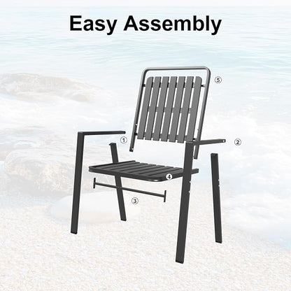 Outdoor Dining Set for 4, Patio Table and Chairs Set with 1.97'' Umbrella Hole, 5pcs Patio Furniture Set 37.8”x37.8” Black Dining Table Set for Porch Deck Backyard Pool