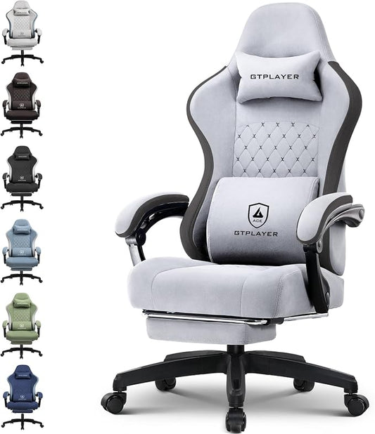 GTPLAYER Gaming Chair, Computer Office Chair with Pocket Spring Cushion, Linkage Armrests and Footrest, High Back Ergonomic Computer Chair with Lumbar Support Task Chair with Footrest