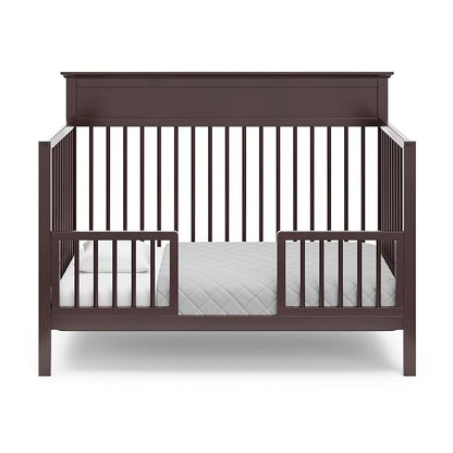 Storkcraft Carmel 5-in-1 Convertible Crib - GREENGUARD Gold Certified, Converts to Toddler Bed & Full-Size Bed, Fits Standard Full-Size Crib Mattress, 4 Adjustable Mattress Heights (Espresso)