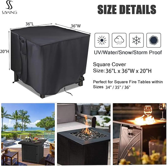 Saking Fire Pit Cover,36 Inch Firepit Covers Square Gas Fireplace Fire Pit Table Cover for Propane Fire Pit - 36 X 36 X 20 Inch
