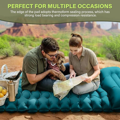 FUN PAC Camping Sleeping Pad, Ultralight Camping Mat with Pillow Built-in Foot Pump Inflatable Sleeping Pads Compact for Camping Backpacking Hiking Traveling Tent