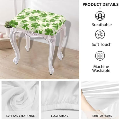 Bar Stool Covers St Patricks Day Bar Stool Covers Rectangle Set of 2 Stretch Vanity Chair Cover for Living Room Kitchen Counter Foot Stool Covers Rectangular Lucky Leaf