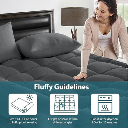 CYMULA Twin XL Mattress Topper - Soft Cooling Mattress Pad for College Dorm Room Essentials - Extra Thick Long Protector Cover for Back Pain, Single Bed Topper Pillow Top with 8''-21'' Deep Pocket