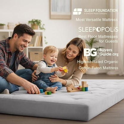 ZonLi Japanese Floor Futon Mattress Full Size 75"x 54", 100% Cotton Cover 6'' Thicken Tatami Mattress, Foldable Sleeping Pad, Portable Dormitory Tatami Mat, Roll Up Floor Lounger Bed for Adult