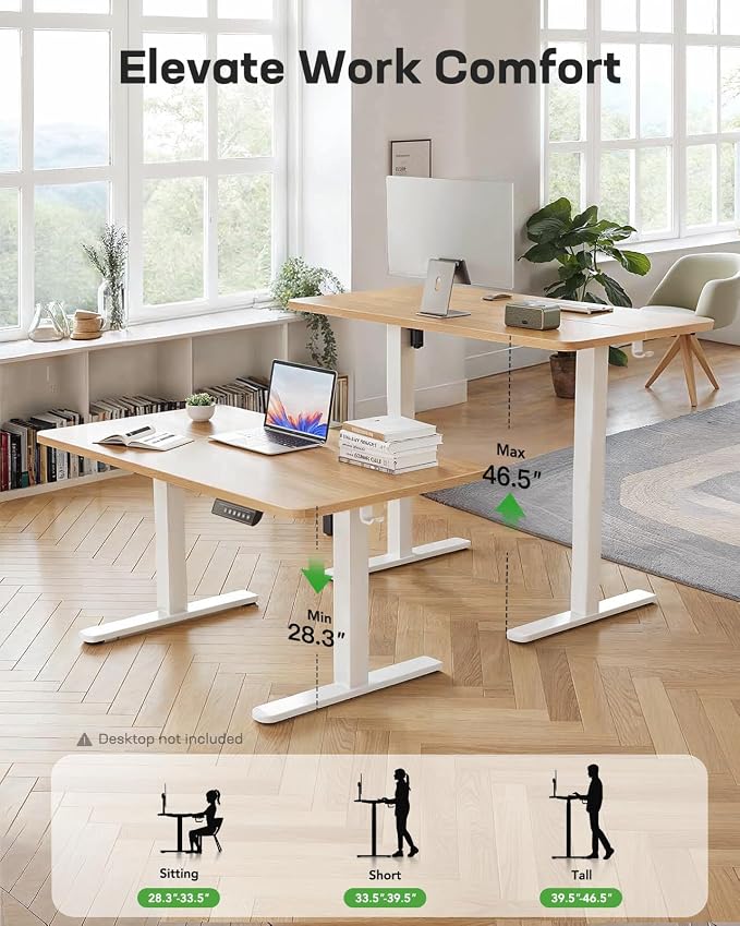 Marsail Standing Desk Frame,Electric Standing Desk Legs with Powerful Motor,Height-Adjustable Desk Frame with 176 lbs Max Load for Various Desktops,Stand up Desk Legs with 4 Memory Presets, Frame Only