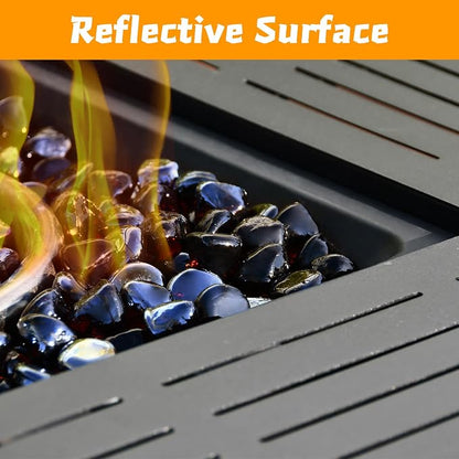 Fire Glass, Fire Pit Rocks for Propane Firepit, Fireplace and Outdoor Decorative, 10LB High Luster 1 Inch Amber Diamonds Glass Beads