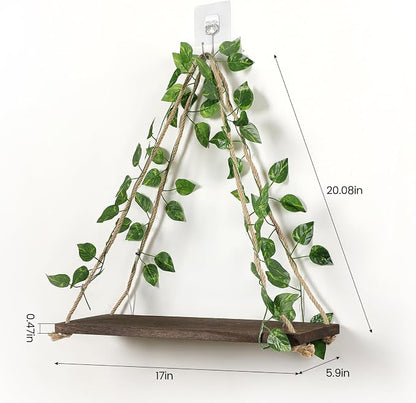 Forest Angle Shelf for Wall,Floating Shelves,Floating Shelves for Wall No Drilling,Adhesive Shelves,Command Strip Shelf,Room Decor Aesthetic,Plant Shelf Wall,Whimsical Decor,2-Piece Set(Green Leaf)