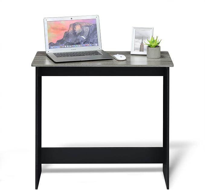 Furinno Simplistic 31-Inch Grey Computer Desk, Small Office Desk, Rectangular Home Office Desk with Drawers, Gaming Desk for Home Office, Bedroom, Study Room, Grey Oak