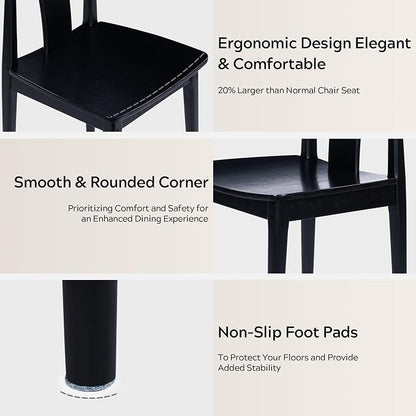 EYYTHUNG Wood Dining Chairs Set of 6, Farmhouse Mid Century Kitchen Chairs with Curved Back, Modern Wishbone Dining Chairs for Dining Room, Kitchen, Black