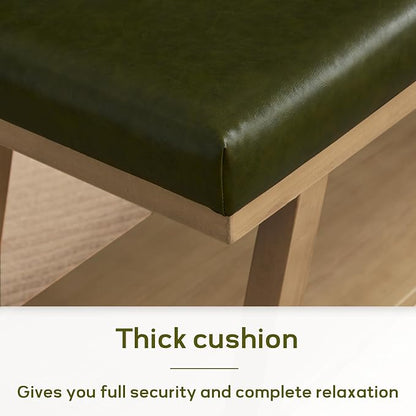 Zihanhome 45" Entryway Bench Upholstered Storage Bench for Bedroom Shoe Rack Bench for Living Room, Hallway, Mudroom, Balcony, Sturdy Indoor Bench Seat Holds Up to 300 lbs (PU-Green)