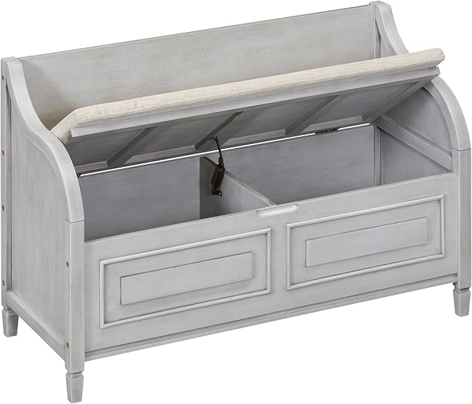 Knocbel Rustic Entry Storage Bench with Hidden Compartments and Removable Cushion, Wooden Entryway Hallway Foyer Shoe Bench Bedroom End of Bed Bench, 250lbs Weight Capacity (Gray Wash)