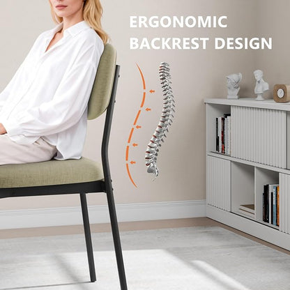 Einhomn Upholstered Dining Chairs Set, Modern Stackable Dining Room Chairs with Soft Velvet Backrest, Kitchen Chairs with Sturdy Metal Legs for Living Room, Restaurant, Set of 2,Beige Linen