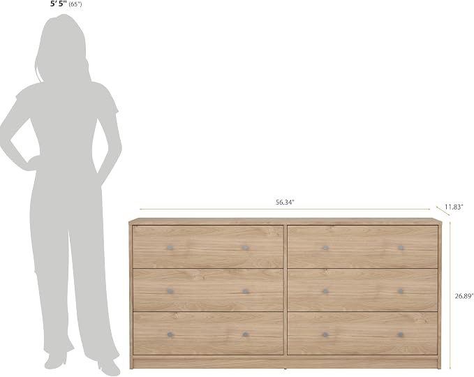 6 Drawer Double Dresser | Compact Depth