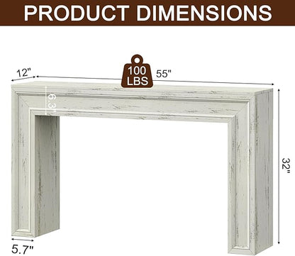 Rresyet 55 Inch Long Console Table, Sofa Table Behind Couch, Entryway Table, Farmhouse Entryway Table for Entrance, Hallway, Living Room (White)