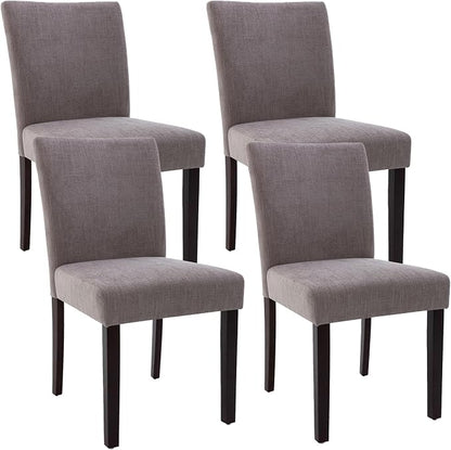 Watson & Whitely Modern Upholstered Dining Chairs, Set of 4, Dark Grey | Fabric Upholstery, Solid Wood Legs, Low Back, Modern Armless Parsons Style, for Kitchen, Dining Room, Restaurant