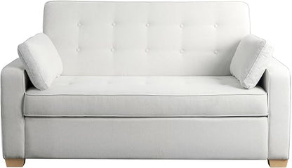 Serta® Ainsley Convertible Loveseat Sleeper Sofa – 3-in-1 Loveseat, Lounger & Queen-Size Sofa Bed, Pull-Out Sleeper Couch with DreamCoils®, Easy Assembly, Oyster Fabric