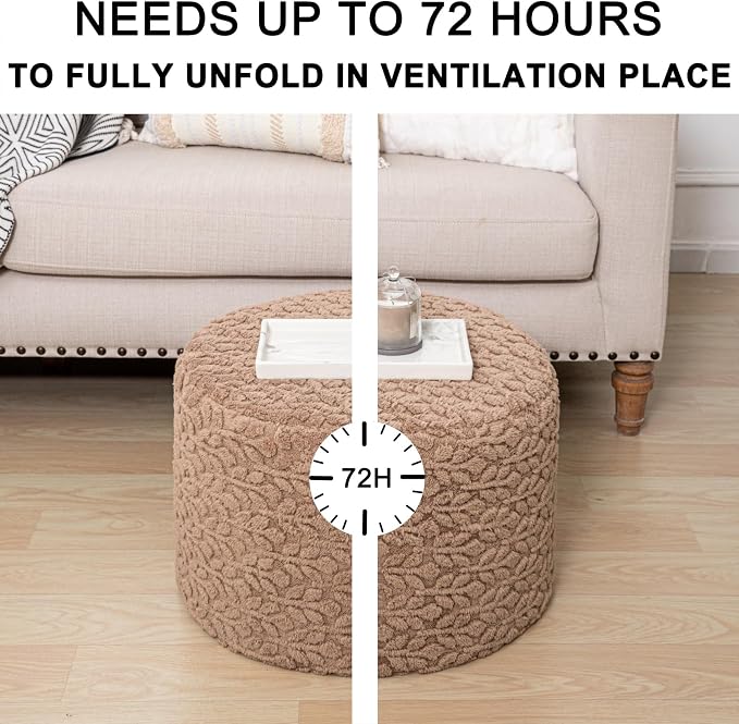 Round Pouf Ottoman 20 x 20 x 14 Inches Boho Poof Home Decor Floor Pouffe Ottoman Foot Rest for Couch Sofa Bean Bag Chairs Living Room Bedroom (Caramel)