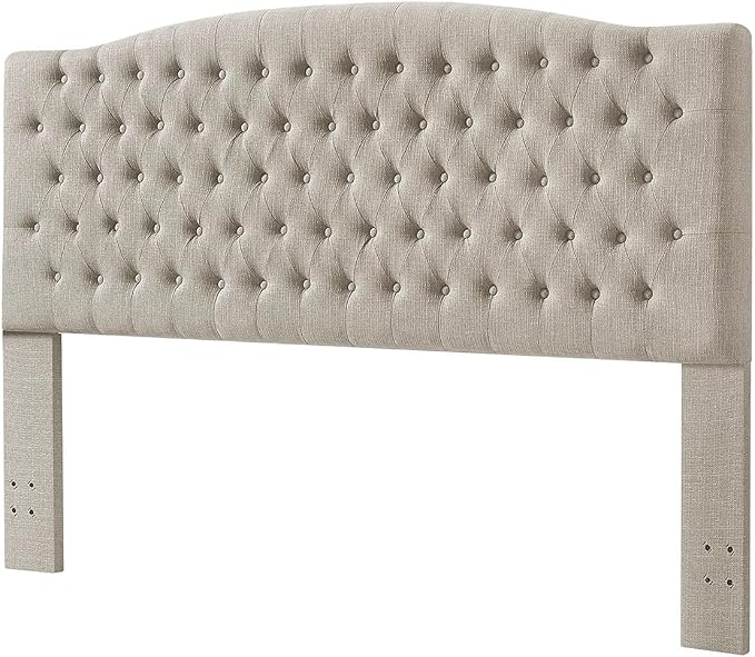 24KF Upholstered Tufted Button Linen King Headboard,Comfortable Fashional California King Headboard,Linen