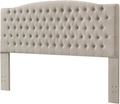24KF Upholstered Tufted Button Linen King Headboard,Comfortable Fashional California King Headboard,Linen