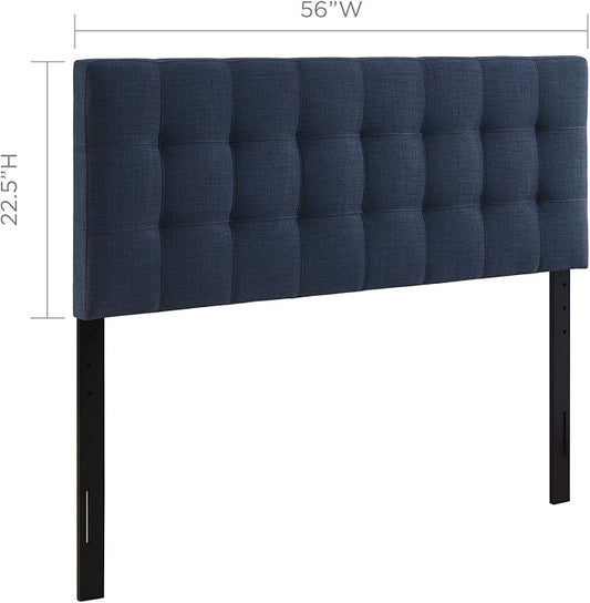 Modway Lily Tufted Linen Fabric Upholstered Full Headboard in Navy