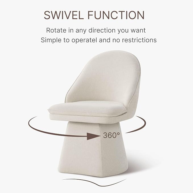KISLOT Swivel Dining Chairs Modern Desk Chair Upholstered Linen Fabric Side Chair for Kitchen Dining Room Bedroom,Linen,1 Box