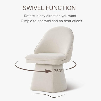 KISLOT Swivel Dining Chairs Modern Desk Chair Upholstered Linen Fabric Side Chair for Kitchen Dining Room Bedroom,Linen,1 Box