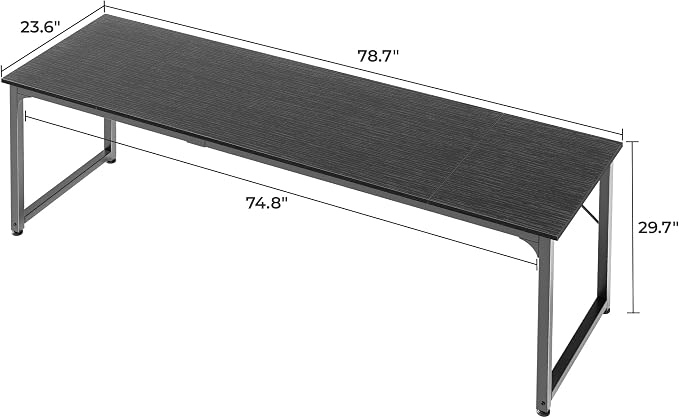 Huuger Computer Desk, 80 Inch Office Desk, Gaming Desk with Storage, Writing Desk Work Desk for Home Office, Study, Long Simple Desk, Large Legroom, Metal Frame, Black
