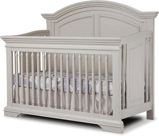 Sorelle Furniture High Arch Portofino Crib, Classic 4-in-1 Convertible Crib, Crib Made of Wood, Wooden Baby Bed, Toddler Bed, Child’s Daybed and Full-Size Bed, Nursery Furniture-Brushed Ivory