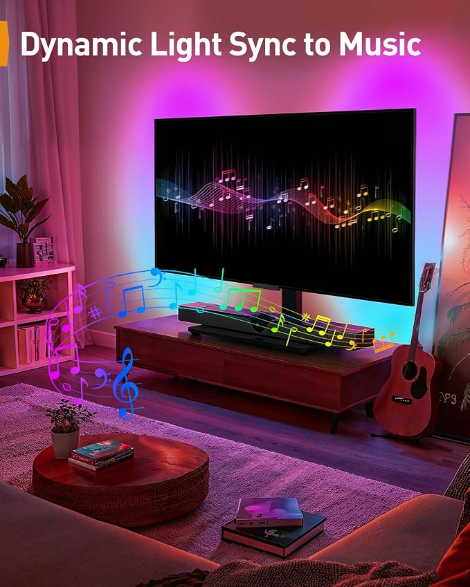 Perlegear Universal Swivel TV Stand with LED Lights for 30–70 inch TVs, Height Adjustable Table Top TV Stand with Tilt, Tempered Glass Base, Holds up to 88 lbs, Max VESA 400x400mm, PGTVS32B