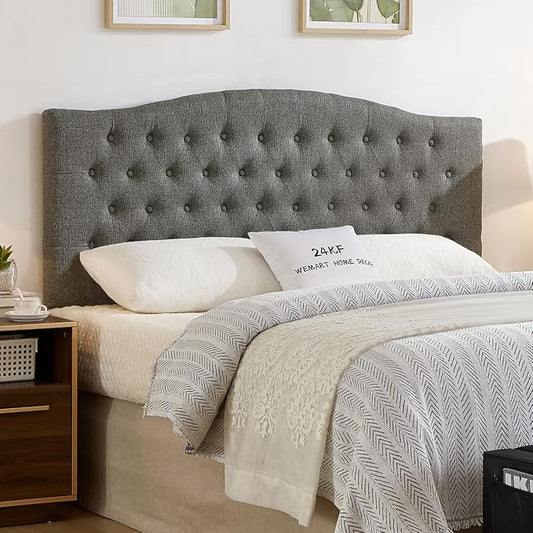 24KF Upholstered Tufted Button Wall Mounted Linen Headboard,Comfortable Fashional Headboard Queen/Full Size,6055-Q-Granite