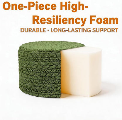 Round Pouf Ottoman 20 x 20 x 14 Inches Boho Poof Home Decor Floor Pouffe Ottoman Foot Rest for Couch Sofa Bean Bag Chairs Living Room Bedroom (Green)