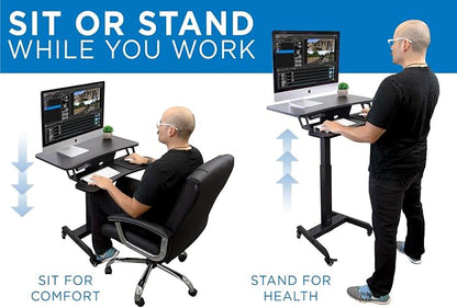 Mount-It! Electric Height Adjustable Standing Desk with Wheels | Professional Mobile Workstation for Office & Commercial Use | Heavy-Duty Rolling Sit Stand Desk
