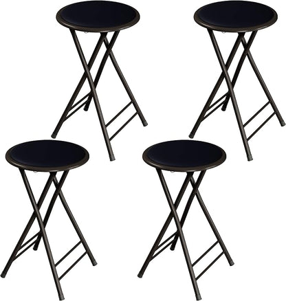 Lavish Home Folding Stool - Set of 4 Counter Height Bar Stools – 24-Inch Backless Folding Chairs with 225lb Capacity for Kitchen, Rec Room, or Game Room (Black)