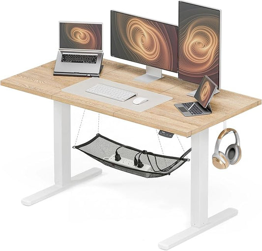 Acrolix Electric Standing Desk, Height Adjustable Home Office Desk with Memory Presets & Cable Management,Oak Sit Stand Desk for Work from Home, Ergonomic Computer Desk (55" x 24")