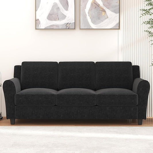 Bonzy Home 80.7" Black Couch, 3 Seater Sofa for Living Room, Modern Comfy Couches with Thick Cushion for Home Apartment Office