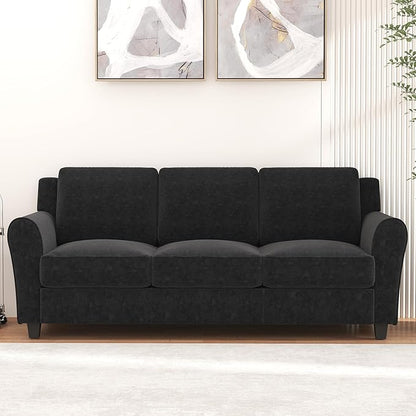Bonzy Home 2 Piece Sofa Set, 3-Seater Sofa Couch Set of 2, Modern Comfy Sofa with Thick Cushion for Living Room Apartment Office, Black