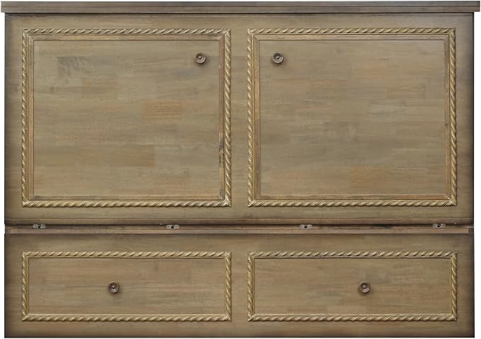 Mega Solutions Venetian Murphy Cabinet Bed with Deepest Storage Drawer On The Market and USB Charging Station 6 inch (Latte, Queen)