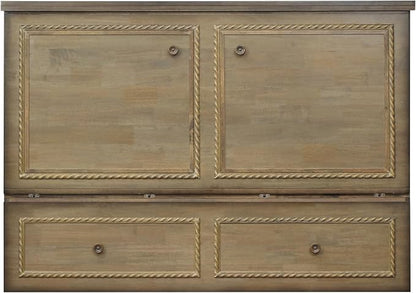 Mega Solutions Venetian Murphy Cabinet Bed with Deepest Storage Drawer On The Market and USB Charging Station 6 inch (Latte, Queen)