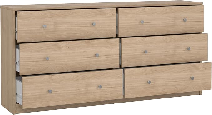 Tvilum Portland Jackson Hickory 3-Piece Bedroom Set - 6 Drawer Double Dresser and Nightstand Set of 2