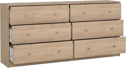 Tvilum Portland Jackson Hickory 3-Piece Bedroom Set - 6 Drawer Double Dresser and Nightstand Set of 2
