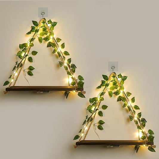 JOPSTDI Floating Shelves for Wall, Plant Wall Decor, Hanging Shelf, Cottage Core Decor, Room Decor Aesthetic, Trinket Shelf, Two-Piece Set, No Drilling
