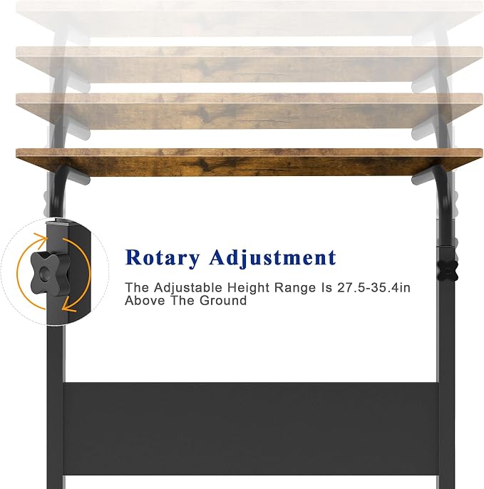 31.5 Inch End Table Computer Desk, Modern Simple Gaming Desk Home Office Desks, Writing Study Table Small Desk, Rustic Brown
